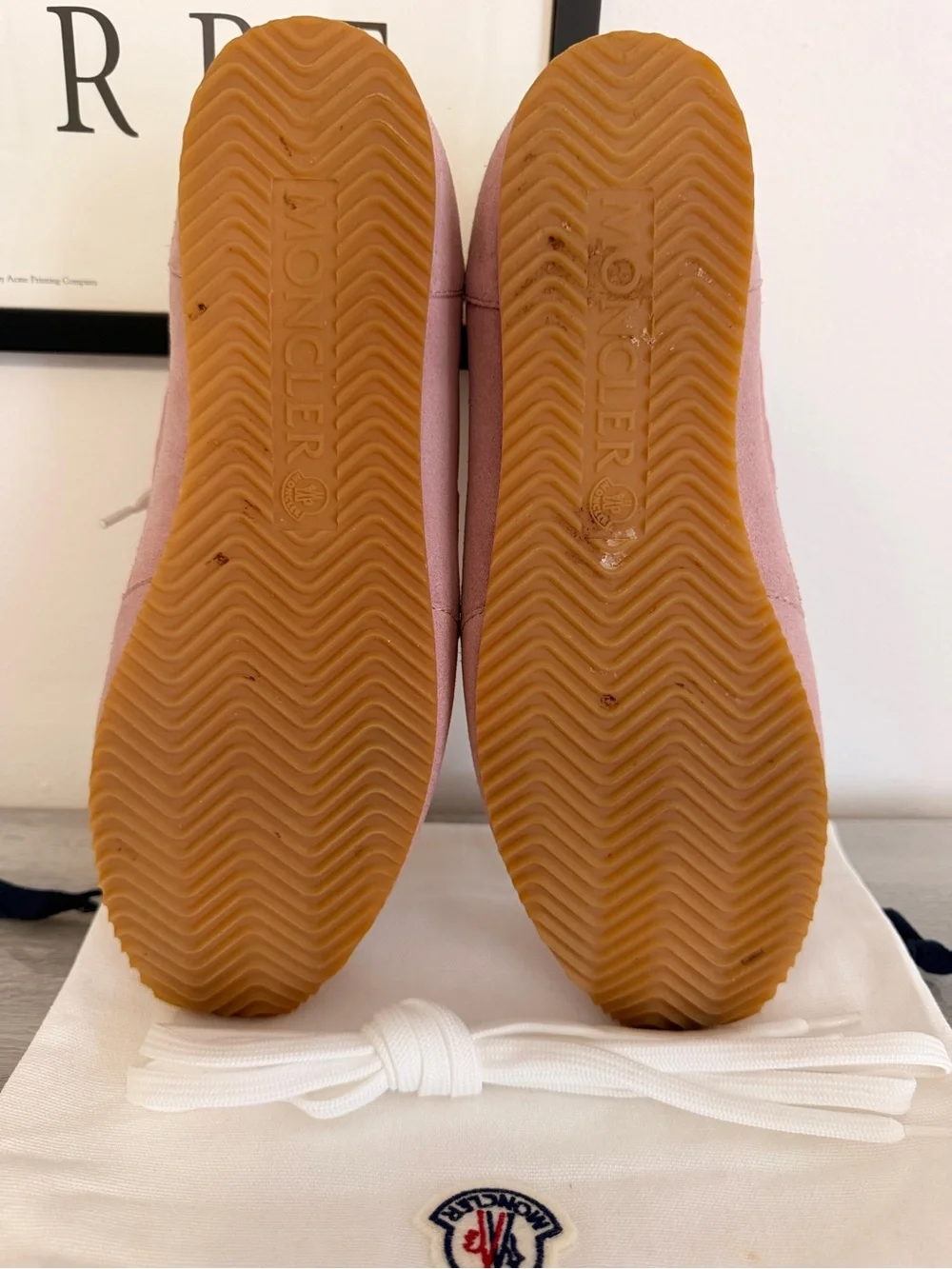 Moncler Authentic Pink Suede & Nylon low-top Retro Sneakers Size 8 (EU 38)
